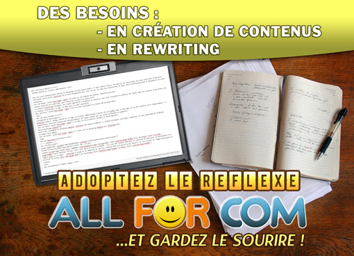 AllForCom réalise tous vos contenus rédactionnels, pour tous supports : print, digital, ou autres